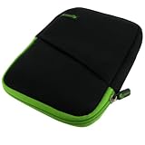 2n1 Combo - 2-Sided Reversible Premium Laptop Just Fit Neoprene Sleeve Case Cover - Bundle with LCD Screen Protector for Amazon Kindle 1st and 2nd Generation Electronic Reading Device - (Kindle NOT included) , BLACK/RED
