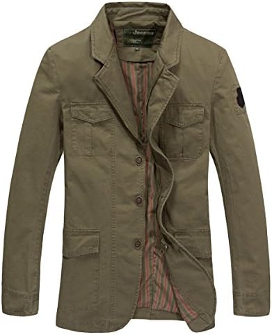 JPMS Men's Loose Fit Stand Collar Button Up Casual Cotton Jackets XL Camel