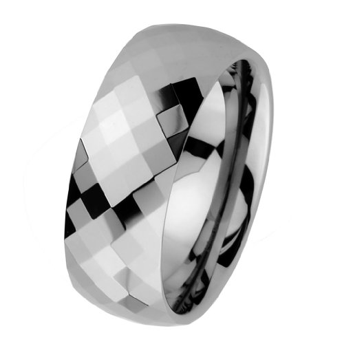8mm Faceted Men's Tungsten Wedding Band
