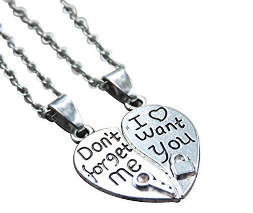 Casoty Jewelry Fashion Heart Sweet Love Pendant Couple Charm Necklace Silver Valentine's Day Gift