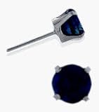 Genuine 2.5mm Sapphire 14 Karat White Gold Round Earrings
