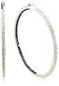 Sterling Silver Black and White Diamond Hoop Earrings (1 cttw) (2" Diameter)