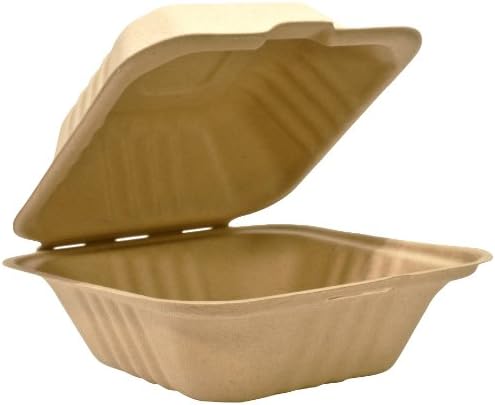IFN Green 35-2001 BAMware Bamboo Fiber Ribbed Hamburger Clamshell, 6" Length (Case of 500)