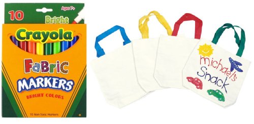 410tinX5cxL Design Your Own Teddy Bear Tote Bag: Party Pak for 6 w/ Fabric Markers   Holds 8 10 Stuffed Animals