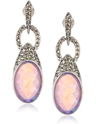Judith Jack "Tropical Breeze" Sterling Silver Marcasite Purple Opal Linear Drop Earrings