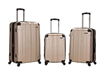 Rockland Luggage 3 Piece Abs Upright Luggage Set, Champagne, Medium
