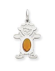 14K White Gold Girl 7x5 Oval Genuine Citrine-Nov. Metal Wt- 0.87g