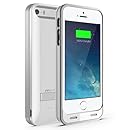 iPhone 5 Battery Case , Maxboost Atomic S iPhone Charger For Apple iPhone 5 / iPhone 5s [APPLE MFI Certified] Protective 2400mAh Battery Pack Juice Power Case with Built-in Kickstand -White/Silver