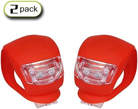 Super-Bright Waterproof Silicon LED Bike Light SET Front+Rear Safety Light Combo with Lithium Wafer Batteries 2pcs Red