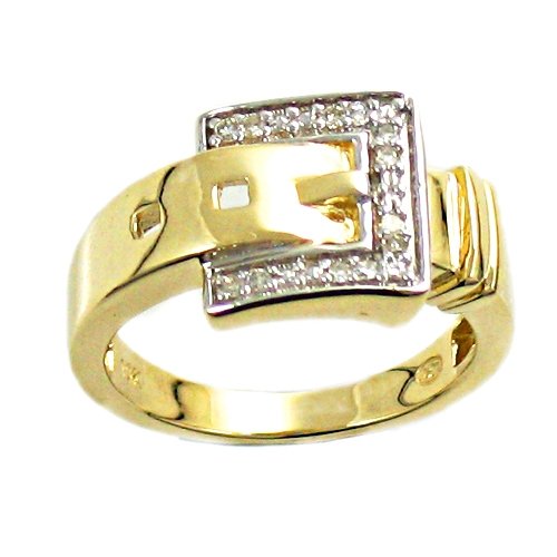 10K Yellow Gold Diamond Accent Buckle Ring