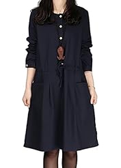 Long Sleeves Cotton/Linen  Dress