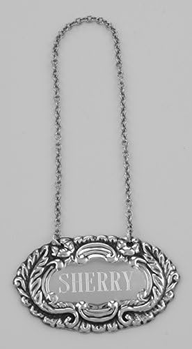 Sherry Liquor Decanter Label/Tag - Sterling Silver