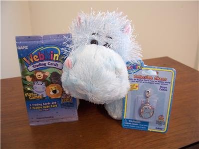 Webkinz Hippo W/Hippo Cameo Charm and Pack of Trading Cars