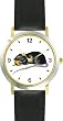 Black Mouse or Rat with Cheese Animal - WATCHBUDDY&reg; DELUXE TWO-TONE THEME WATCH - Arabic Numbers - Black Leather Strap-Size-Women's Size-Small