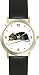 Black Mouse or Rat with Cheese Animal - WATCHBUDDY&reg; DELUXE TWO-TONE THEME WATCH - Arabic Numbers - Black Leather Strap-Size-Women's Size-Small