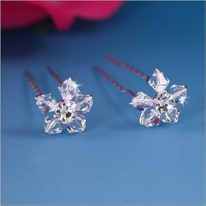 Swarovski Crystal Floret Silver Bridal Hair Pins (Pack of 2)
