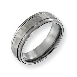 Titanium 7mm Hammered and Polished Band Ring