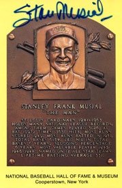 Stan Musial Autographed Hall of Fame Plaque