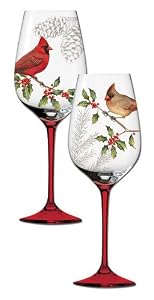 2 Assorted: Heaven & Nature Sing Hand painted Stemware Glasses - Lodge