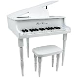 Gloss White Baby Grand 30 Key Childs Piano With Bench