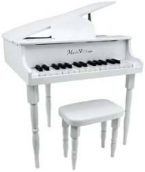 Gloss White "Baby" Grand 30 Key Childs Piano With Bench