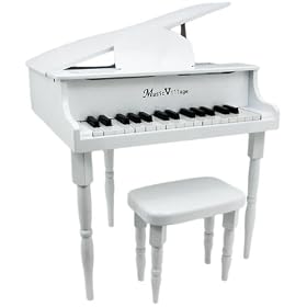 Gloss White "Baby" Grand 30 Key Childs Piano With Bench