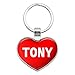 Metal Keychain Key Chain Ring I Love Heart Names Male T Tobi - Tony
