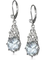Betsey Johnson "Stone & Pearl" Crystal Gem Drop Earrings