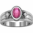14K White Gold Pink Tourmaline and Diamond Ring