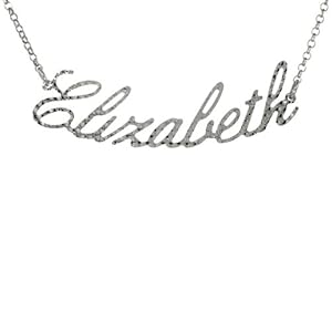 Sterling Silver ELIZABETH Name Pendant 16 in. Cable Chain Necklace (w/ 1 1/2 in. Extension) Diamond Cut Finish