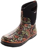 Bogs Women's Classic Mid Tuscany Rain Boot,Black/Brown,12 M US