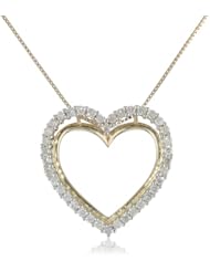 10k Yellow Gold Diamond Heart Pendant Necklace (1/2 cttw, I-J Color, I2-I3 Clarity), 18"