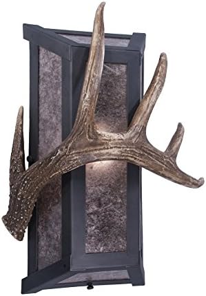 Steel Partners Lighting 2380-91-B LONE ANTLER Wall Sconce with Amber Mica Lens, Black Finish