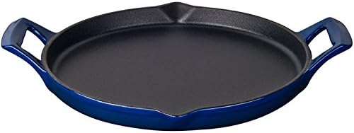 La Cuisine LC 9170 Cast Iron Shallow Griddle with 2 Wedge Handles and Enamel Finish, 12", Blue