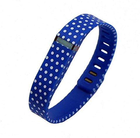 NIUTOP® Fashion Multicolor Wristband Wrist Bands Bracelet Sport Arm Band Armband with Metal Clasps Replacement Accessory for Fitbit Flex Activity and Sleep Tracker (Replacement Bands Only , No Tracker) (Dark Blue with White Dots Spots, Large)