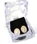Beautiful Mary Mother of Jesus Oval Stud Earrings in Ice Cube Gift Box Gold Tone with Ice Crystals