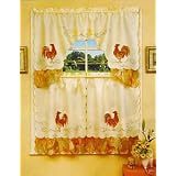 3pc Rooster Swag Kitchen Curtain Set by 