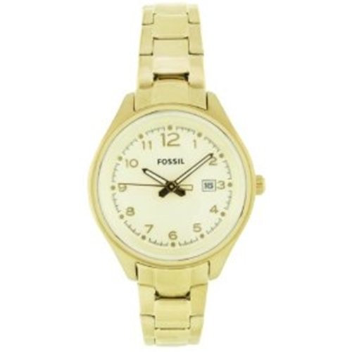 Fossil Women's AM4365 Stainless Steel Analog with Gold Dial Watch