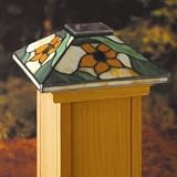 Solar LED Tiffany-Style Sun Flower Light 4 x 4 Post Caps for Bridges, Fences, Decks, and...