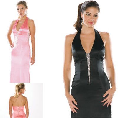 Sean Collection Halter Charmeuse Beaded Gown for Evening & Homecoming