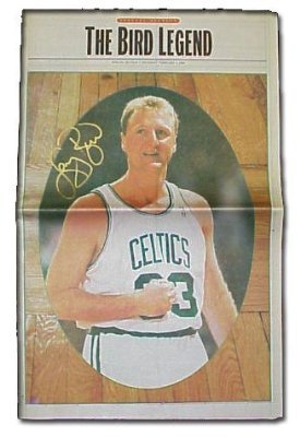 Larry Legend Bird Boston Celtics Signed Retirement Newspaper - Authentic Celebrity Autographed
