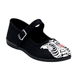 Womens Cute Mary Janes Ballet Flats Ribcage Gothic Shoes