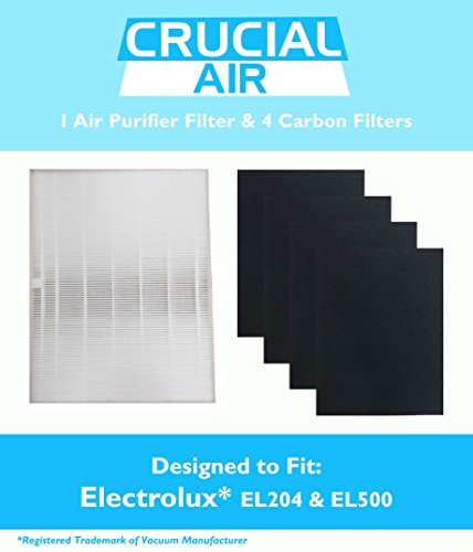 1 Electrolux EL024, EL017 & EL500 HEPA FIlter & 4 Carbon Filters, Compare to part # EL024, EL017 & EL500, Designed & Engineered by Crucial Air