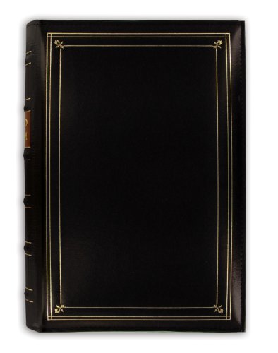 Pioneer Photo 204-Pocket Ring Bound Photo Album for 4 by 6-Inch Prints, Black Bonded Leather with Gold Accents Cover
