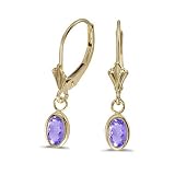 14K Yellow Gold Oval Tanzanite Bezel Lever-back Earrings (3/4ct TGW)