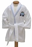 Boys Shawl Collar White Bath Robe with Applique
