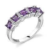 Sterling Silver 1.00 cts Princess Cut Amethyst Ring Size 7