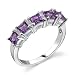 Sterling Silver 1.00 cts Princess Cut Amethyst Ring Size 7