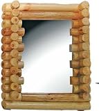 Nicely-Crafted Log Cabin Cornered Wall-Mounted Mirror 17 Inches (Made of Wood)