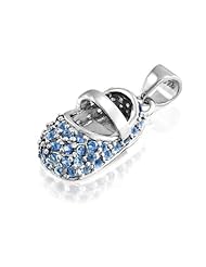 Bling Jewelry September Birthstone Baby Shoe Pendant Sapphire Color CZ Silver